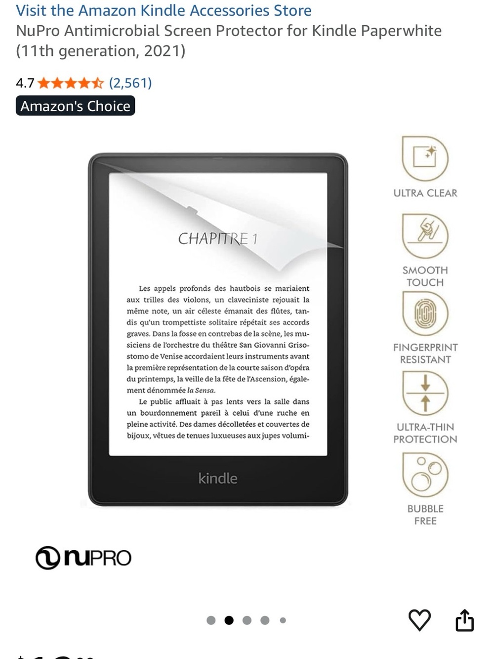 NuPro Antimicrobial Screen Protector for 11th Gen Kindle Paperwhite